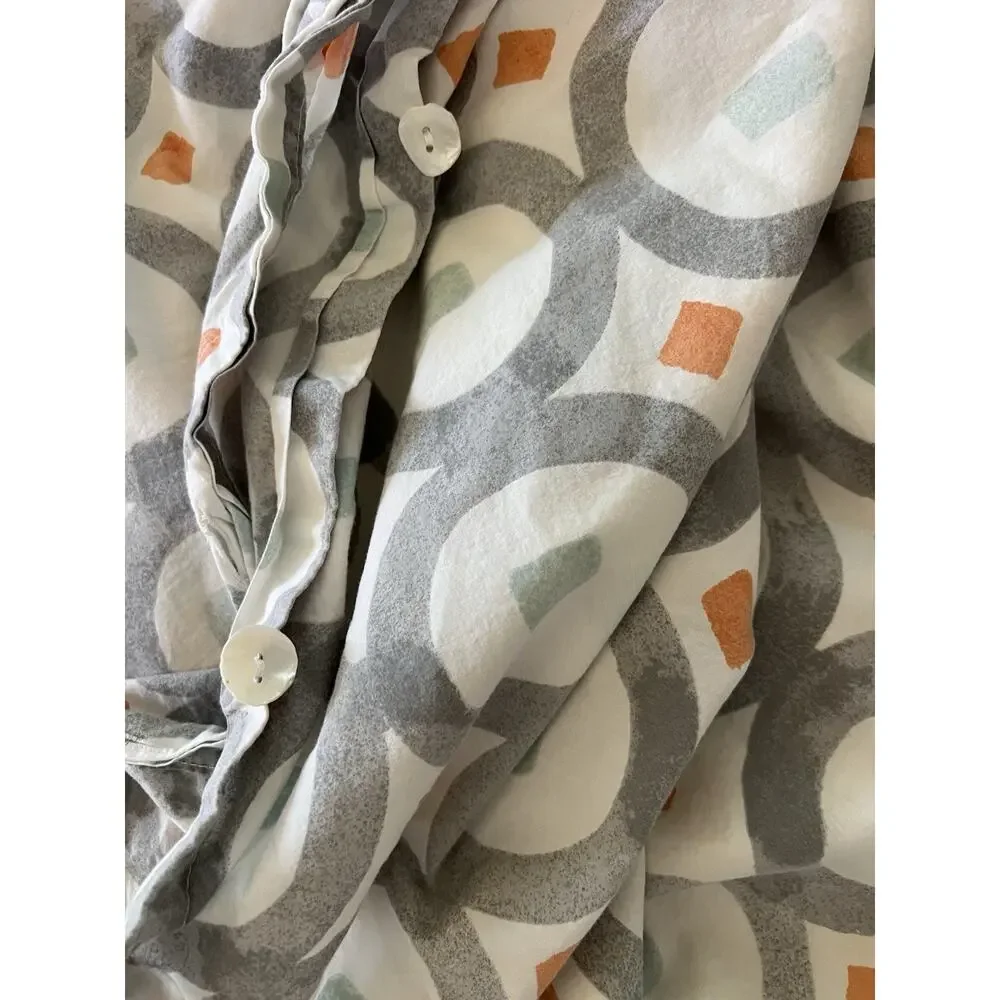 West Elm Green Circle Trellis Full queen duvet cover 100% Cotton